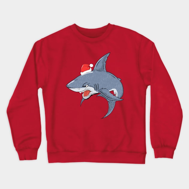 Santa Shark With Xmas Lights Sharkmas Christmas Crewneck Sweatshirt by Artmoo